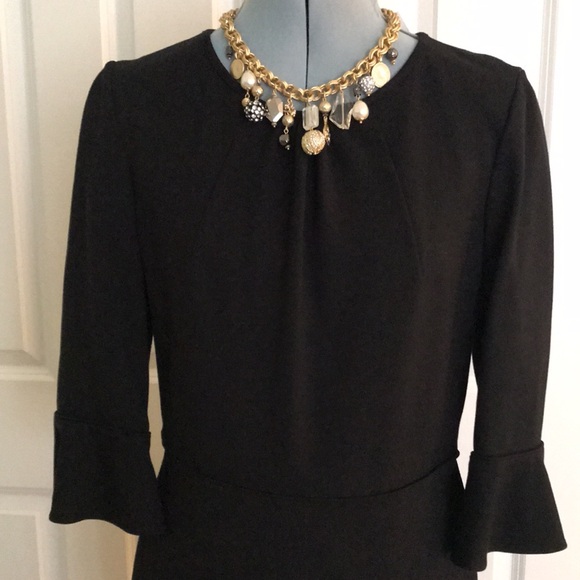 J. Crew Black Long Sleeve Midi Dress Ruffle Cuffs 10 - Picture 3 of 17